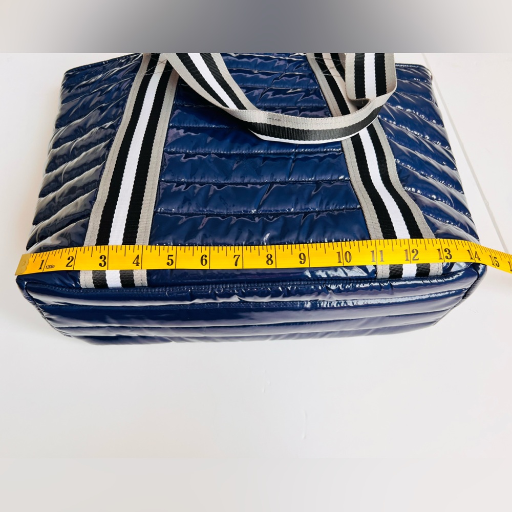Think Royln Patent Wingman Puffer Tote Large Cobalt Blue Travel Shoulder Bag - Picture 13 of 16